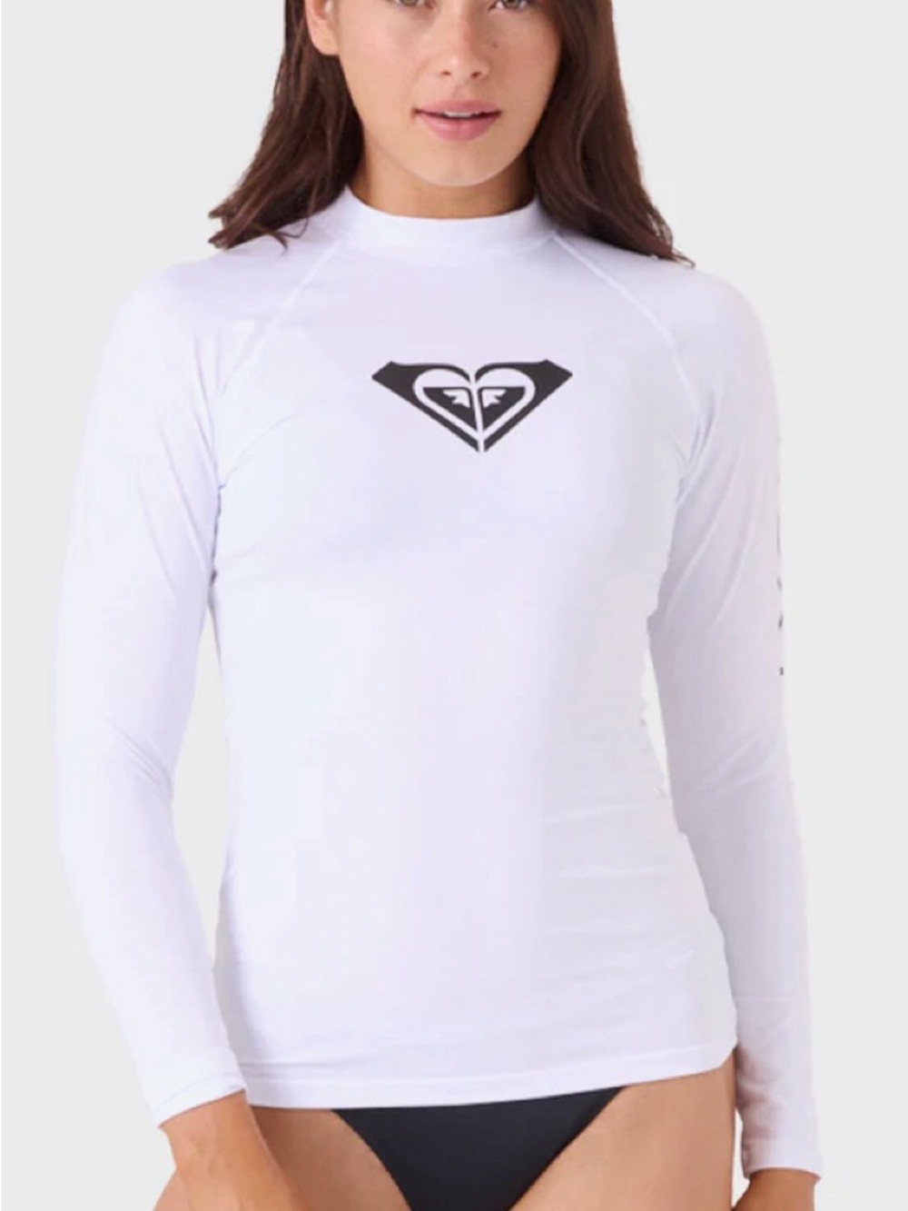 Roxy Women's White Whole Hearted Long Sleeve Rash Guard, Size Large, NWT